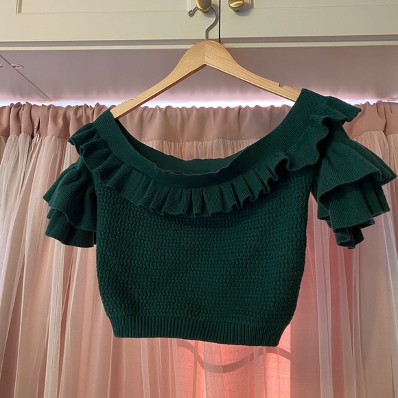 Teal ruffle knit top NWT - Picture 3 of 3